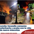 Loreto: Incendio consume veterinaria y acaba con la vida de nueve mascotas